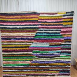Custom Boujad Wool Rug - Multicolored Authentic Moroccan Carpet, Handmade - thumbnail 2