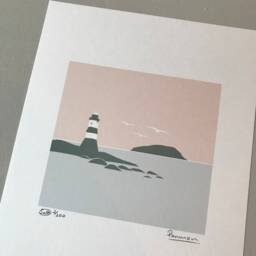 Penmon Print, Trwyn Du, Wales, Cymru, Art, Celf, Ynys Mon, Anglesey, Welsh Seiriol, Puffin Island, Travel Hiraeth - thumbnail 2