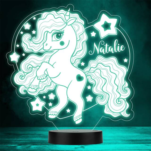 Cute Unicorn Hearts & Stars Magical Kids Gift Colour Change Night Light - image 1