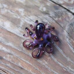 Small Glass Octopus Animal Figurines Miniature Little Animals Murano Gift Blown Sculpture Art Collectible Artglass Lampwork - thumbnail 3