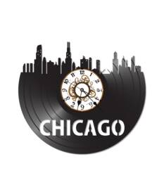 Free Shippingchicago Skyline Themed Vinyl Album Record Clock Made in The > Usa - thumbnail 1