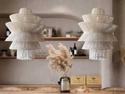 Macrame Hanging Lantern Wicker Cotton Pendant Lamp, Wabi Sabi Decor - thumbnail 1