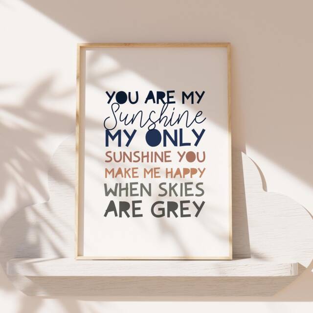 You Are My Sunshine Print, Boys Nursery Prints, Wall Art, Toddler Bedroom Decor, Baby Gift - image 1