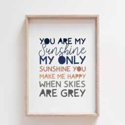 You Are My Sunshine Print, Boys Nursery Prints, Wall Art, Toddler Bedroom Decor, Baby Gift - thumbnail 2