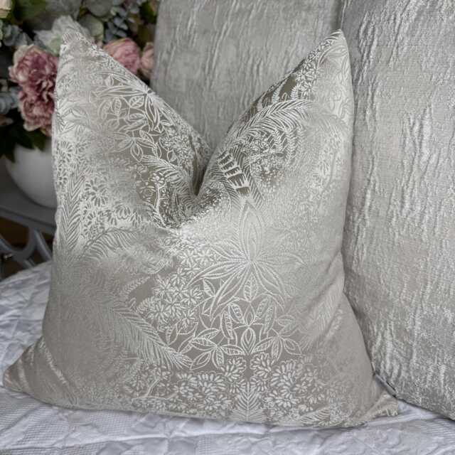 Leopardo Champagne Jacquard Cushion Cover - Double-Sided Handmade Pillow Neutral Beige Sanderson Fabric British-Made Home Decor - image 1