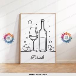 Kitchen Dining Print - Set Of 3 Prints - Black Line Drawing Posters Food & Drink Wall Art Home Decor Pictures For Room - thumbnail 3