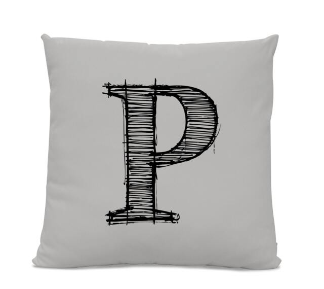 Initial Pillow - Letter With P Monogrammed Custom Throw