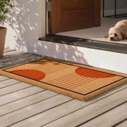 Classic Semicircle Pattern Rug - Bold Grid Mat Natural Fibre Unique Door Sign - thumbnail 4