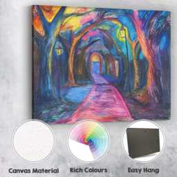 Vibrant Colourful Enchanted Forest Path Pastel Landscape Canvas Wall Art Print Decor Picture Ready To Hang - thumbnail 2