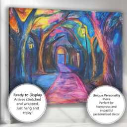 Vibrant Colourful Enchanted Forest Path Pastel Landscape Canvas Wall Art Print Decor Picture Ready To Hang - thumbnail 3