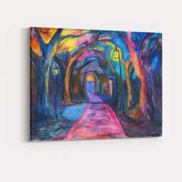 Vibrant Colourful Enchanted Forest Path Pastel Landscape Canvas Wall Art Print Decor Picture Ready To Hang - thumbnail 4