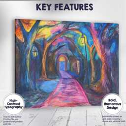 Vibrant Colourful Enchanted Forest Path Pastel Landscape Canvas Wall Art Print Decor Picture Ready To Hang - thumbnail 1