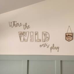 Where The Wild Ones Play Sign, Playroom Sign, Safari Nursery, Wall Lettering, Nursery Quote, Wooden Nursery/Playroom Decor - thumbnail 3