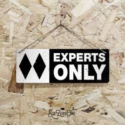 Experts Only Double Black Metal Sign Horizontal - Vintage Worn Rusty Look Print Holiday Slopes Alpes Skiing Snowboarding - thumbnail 1