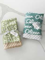 Personalized Minky Baby Blanket Custom Name Keepsake - thumbnail 1