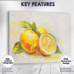 Bright Watercolour Lemon Citrus Botanical Painting Canvas Wall Art Print Decor Picture Ready To Hang - thumbnail 1