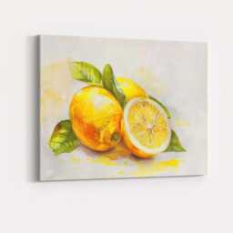 Bright Watercolour Lemon Citrus Botanical Painting Canvas Wall Art Print Decor Picture Ready To Hang - thumbnail 4