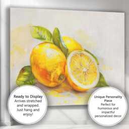 Bright Watercolour Lemon Citrus Botanical Painting Canvas Wall Art Print Decor Picture Ready To Hang - thumbnail 3