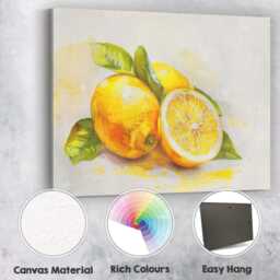 Bright Watercolour Lemon Citrus Botanical Painting Canvas Wall Art Print Decor Picture Ready To Hang - thumbnail 2