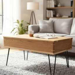 Lifting Coffee Table Handmade With Hardwood Black Cherry & Maple Accent Smart Refined Elegant Luxury Artisan Furniture Style Durable Design - thumbnail 2