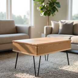 Lifting Coffee Table Handmade With Hardwood Black Cherry & Maple Accent Smart Refined Elegant Luxury Artisan Furniture Style Durable Design - thumbnail 3