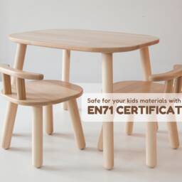 Smooth & Carefully Polished Table Chairs Set, Rounded Edges, Plastic-Free Montessori Furniture - thumbnail 2