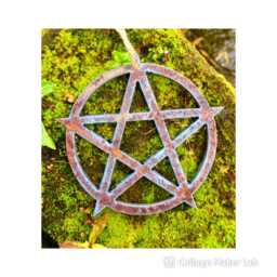 Pentacle Star Rusty Christmas Tree Decorations Pentagram Symbol Gift Rustic Wall Hanger Metal Witchcraft Presents Pagan Art 10, 20cm - thumbnail 3