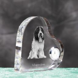 Schapendoes - Crystal Clock in The Shape Of A Heart With Image Pure-Bred Dog - thumbnail 3