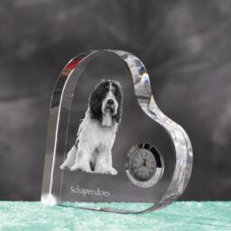 Schapendoes - Crystal Clock in The Shape Of A Heart With Image Pure-Bred Dog - thumbnail 2