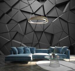 3D Triangle Wall Mural Abstract Gray Sticker Geometric Gray Decal Bedroom Geometry Wallpaper Removable Stickers - thumbnail 1