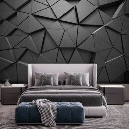 3D Triangle Wall Mural Abstract Gray Sticker Geometric Gray Decal Bedroom Geometry Wallpaper Removable Stickers - thumbnail 2