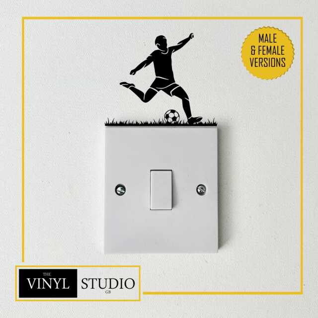 Football Player Light Switch Decal - Teen Room Vinyl Wall Art Matte Finish Various Colours Soccer Themed Decor - image 1