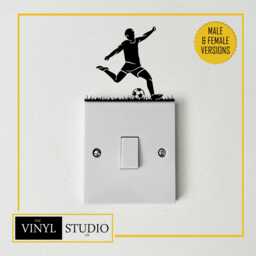 Football Player Light Switch Decal - Teen Room Vinyl Wall Art Matte Finish Various Colours Soccer Themed Decor - thumbnail 1