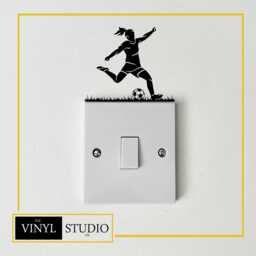Football Player Light Switch Decal - Teen Room Vinyl Wall Art Matte Finish Various Colours Soccer Themed Decor - thumbnail 2