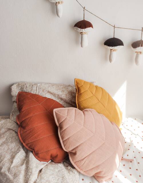 Linen Leaf-Shaped Pillow - 100% Natural Linen, Home Decoration - image 1