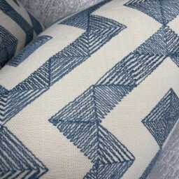 Geometric Cushion Cover John Lewis Meeko Indian Blue Fabric Graphic Pillow Case Double Sided Handmade in UK - thumbnail 2