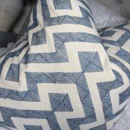 Geometric Cushion Cover John Lewis Meeko Indian Blue Fabric Graphic Pillow Case Double Sided Handmade in UK - thumbnail 3