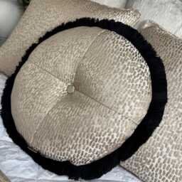Decorative Fringed Cushion For Sofa Or Bed, Round/Circular Size 16 - thumbnail 4