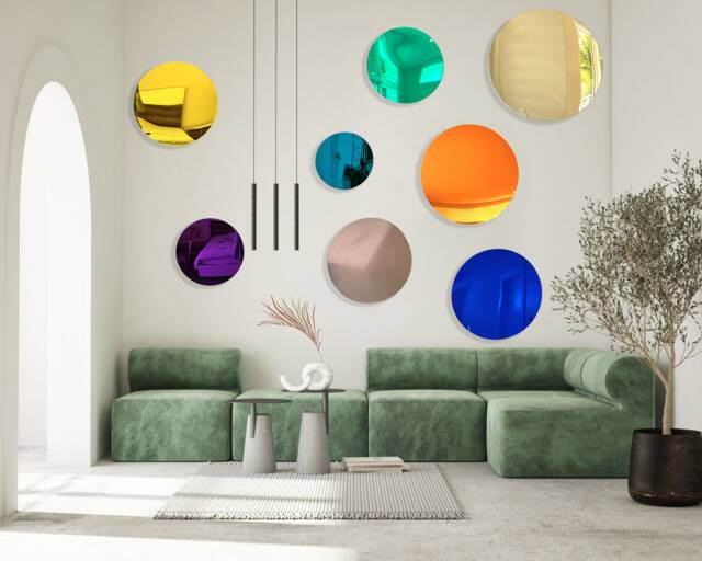 Mirrored Acrylic Abstract Circles Wall Art Modern Home Decor, Set Of 8 - image 1