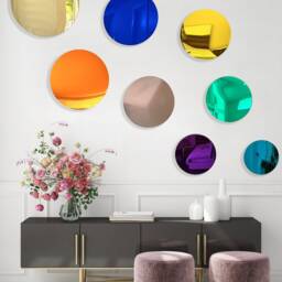 Mirrored Acrylic Abstract Circles Wall Art Modern Home Decor, Set Of 8 - thumbnail 2