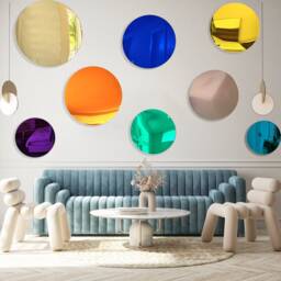 Mirrored Acrylic Abstract Circles Wall Art Modern Home Decor, Set Of 8 - thumbnail 3