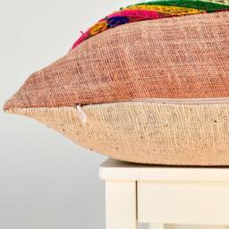 Vintage Embroidered Silk Textile Ethnic Piece Of Tradition Costume Pillow Cover - thumbnail 4