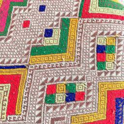 Vintage Embroidered Silk Textile Ethnic Piece Of Tradition Costume Pillow Cover - thumbnail 3