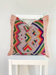 Vintage Embroidered Silk Textile Ethnic Piece Of Tradition Costume Pillow Cover