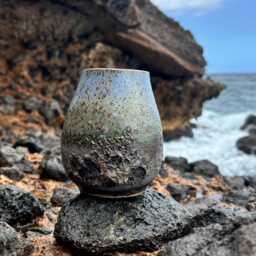 Volcano & Nature-Inspired Handmade Ceramic Vase, Blue-Green With Lava Texture, Natural Home Decor - Voila Ceramics - thumbnail 2