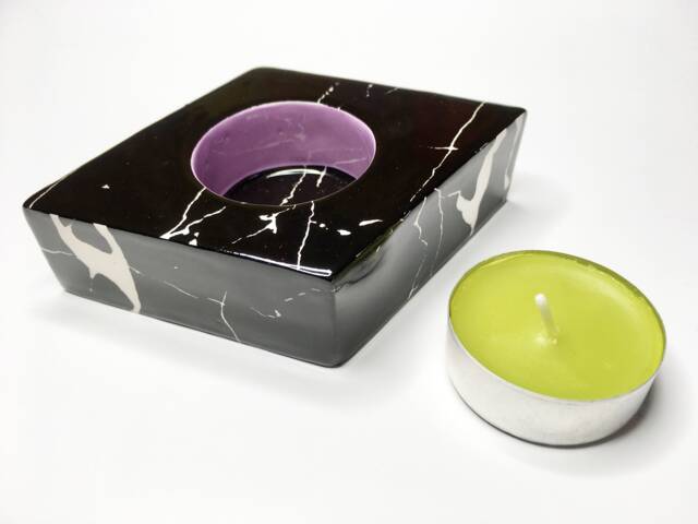 Sale Noir Ceramic Marble Diamond Tlight Holder