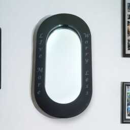 Pill Shaped Acrylic Mirror With Color Frame & Hooks - Bespoke Engraving - thumbnail 3