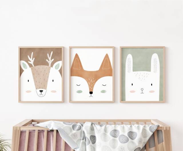 Woodland Art Prints, Nursery Decor, Animals Print, For Kids Room, Art, Prints - image 1
