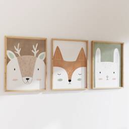 Woodland Art Prints, Nursery Decor, Animals Print, For Kids Room, Art, Prints - thumbnail 2