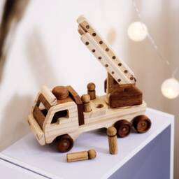 Wooden Fire Truck Toy For Toddlers, Montessori Engine Kids, Birthday Gift 3-Year-Old Boys - thumbnail 3